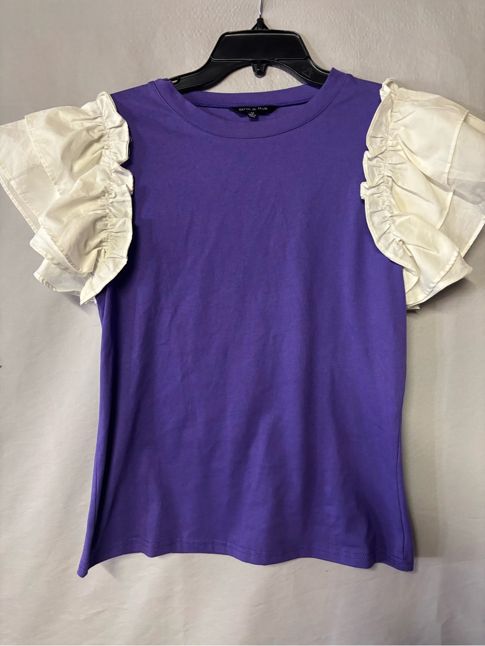 Purple Ruffle Sleeve Short-Sleeve Tee - Strut & Bolt